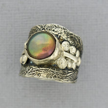 Load image into Gallery viewer, Peacock Pearl Ring in Oxidized Sterling Silver
