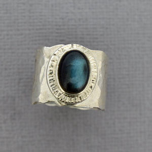 Silver Statement Ring with Labradorite