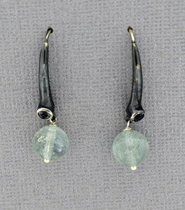 Sterling Silver Aquamarine Earrings with Oxidized silver ear wires