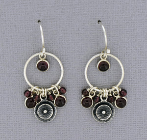 Garnet Drop Earrings in sterling silver