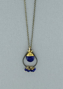 Lapis Necklace with Oxidized Chain
