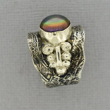 Load image into Gallery viewer, Peacock Pearl Ring in Oxidized Sterling Silver
