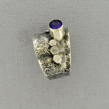 Load image into Gallery viewer, Split band sterling silver Amethyst Statement Ring

