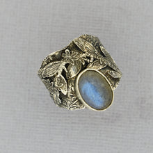 Load image into Gallery viewer, Distressed Silver Ring with Labradorite

