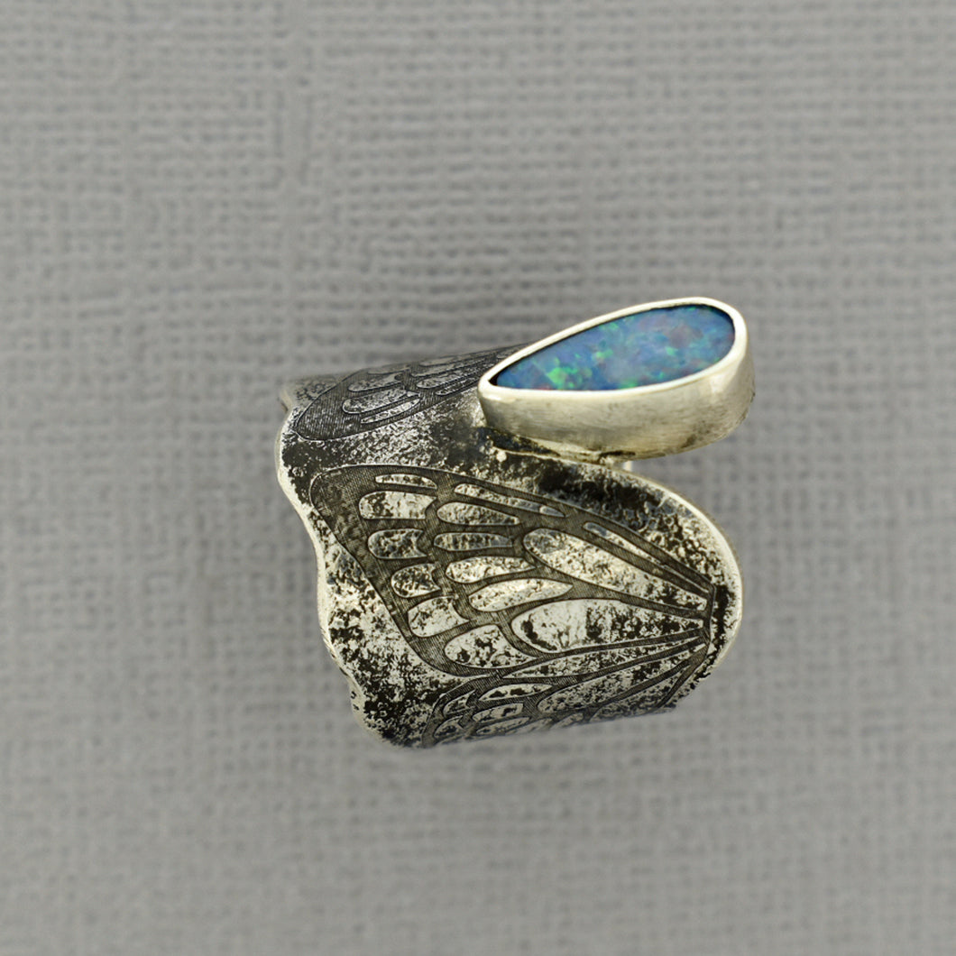 Butterfly Wing Opal Ring in Sterling Silver