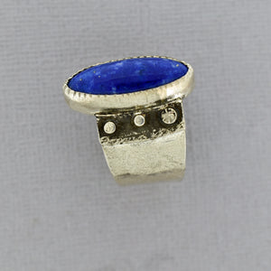 Lapis Statement Ring in Oxidized Sterling Silver