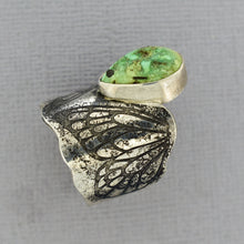 Load image into Gallery viewer, Butterfly Wing Silver Ring with Sonora Gold Turquoise
