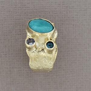 Turquoise and Blue Topaz Silver Ring