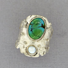 Load image into Gallery viewer, Turquoise and Pearl Silver Ring
