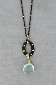 Faceted Blue Topaz Pendant in Oxidized Silver