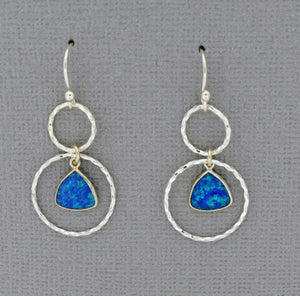 Circle Earrings in sterling silver with Opals