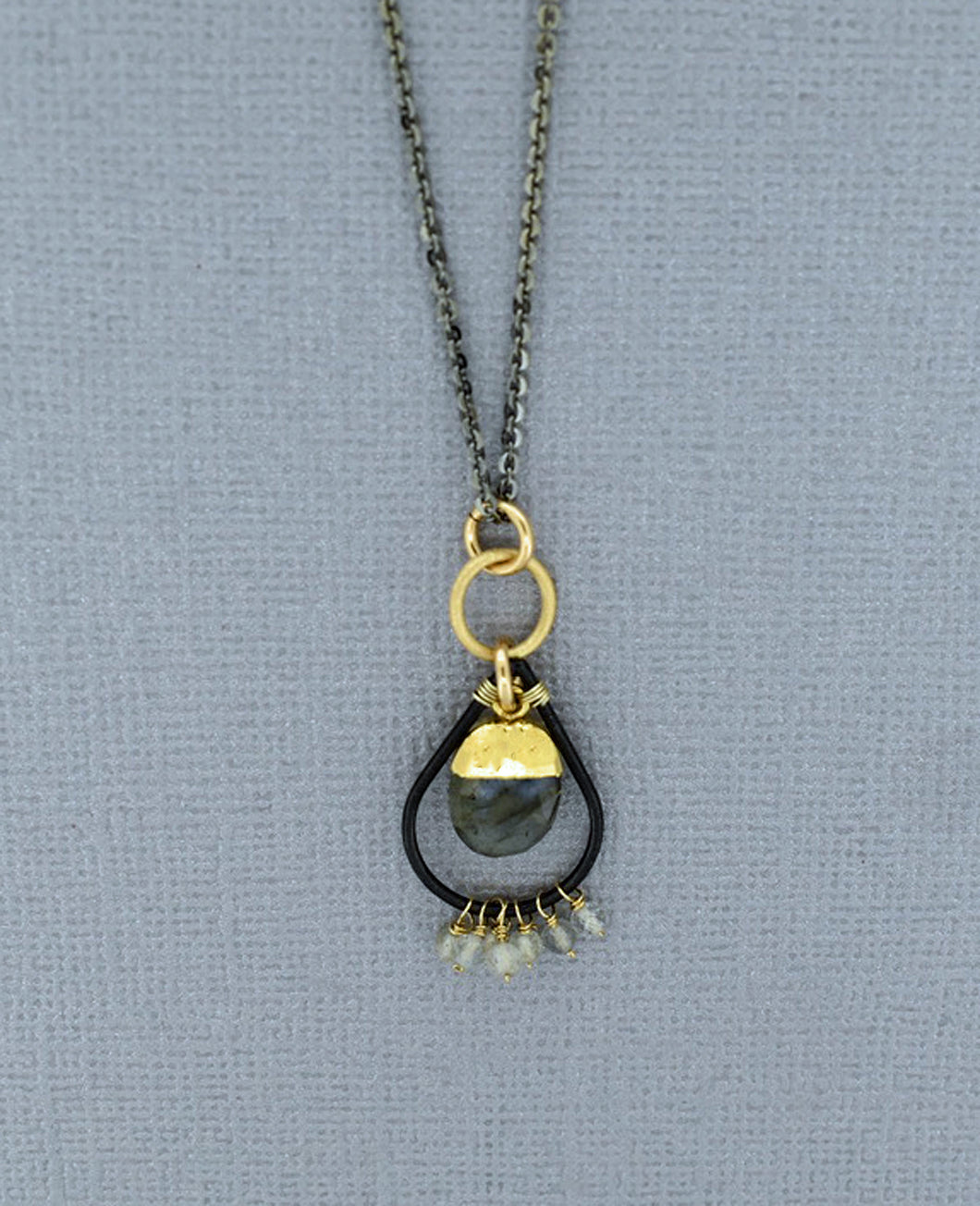 Labradorite Necklace with Oxidized Chain